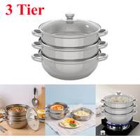 3 Tier Vegetable Steamer Pot, Kitchen Steamer Cooker with Lid,11Inch Steamer for Cooking, Stainless Steel Food Steamer Basket