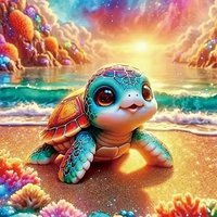 RUOPOTY Beach Turtle Diamond Painting Kit Create Wall Art Diamond Art Kits Animal Full Round Paint By Diamonds Home Decor