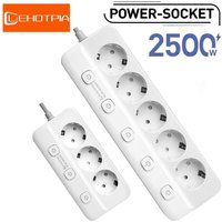 Power Strip EU Plug AC Outlets Multitap Socket Extension Cord Electrical Independent control switch Network Filter Adapter