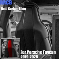 Real Carbon Fiber Car Accessories Seat Backrest Trim Cover Soft Sticker For Porsche Taycan 19 2020 2021 2022 2023 2024 2025 2026