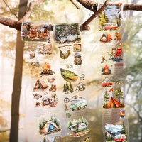 Mr. Paper, 200cm/roll, Forest Picnic Camping Theme Tape, Scrapbook Materials, Notebooks, Diaries, Decorative Stationery Stickers