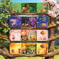 DIY Mini Dollhouse Kit Handmade Box with LED Light 3D Wooden Puzzle Assembled Toy for Friends Birthday Gifts Home Decor Crafts