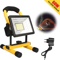 60W LED Work Lights Rechargeable Floodlight Waterproof Portable Floodlight Emergency Work Job Site Lights with Stand for Camping