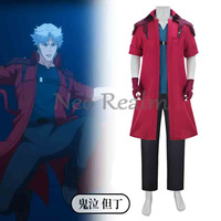 Dante Cosplay Uniform Costume, Adult Disguise Outfit with Long Windproof Gloves, Complete Halloween Cosplay Set In Stock