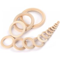 12-125mm Baby Natural Maple Wooden Teething Rings Teether Handmade for Necklace Bracelet DIY Crafts Wood Teether BPA Free