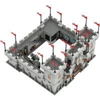 Medieval Lion Fortress Castle Modularization Building Blocks MOC Wall Watchtower Siege Weapon Bricks Toys Compatible With LEGO