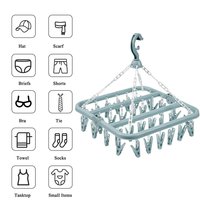 1pc 32 Clips Folding Clothes Dryer Hanger Windproof Socks Underwear Drying Rack Household Children Adults Storage Laundry Rack