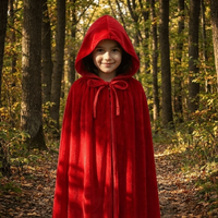 Creative Fairy Tale Red Hooded Cloak Polyester Velvet Lace Trim Cloak 80/130cm Role Play Cosplay Costume Cape Halloween