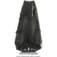 Schwarze Jeans Damen American Style Y2K 90S Vintage High Waisted Jean Straight Hose Streetwear Casual Loose Wide Leg Denim Hose