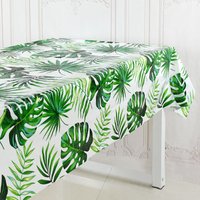 Hawaiian Party Green Palm Leaves Tablecloth Disposable Tropical Jungle Theme Birthday Party Table Cover Summer Beach Luau Decor