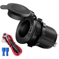 Car Cigarette Lighter Socket 12V-24V Waterproof Plug Power Outlet Adapter for Marine Boat Motorcycle Truck RV ATV with Wire D5