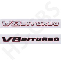 2Pcs ABS V8 BITURBO Letter Logo Auto Side Door Fender Badge Emblem Decal For AMG C63 E63S SL63 GLC63 G63 GLE63S S63L SL63s GT63
