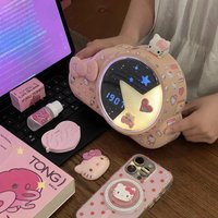 New Hello Kitty Bluetooth Speaker Clock Lamp Stereo Sound Quality Desktop Wireless Soundbox Atmosphere Sense Night Light Gift