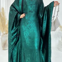 Women Muslim Shiny Batwing Maxi Dress Eid Djellaba Dubai Kaftan Turkey Robe Kebaya Ramadan Islam Clothing Caftan Marocain Femme