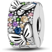 925 Sterling Silver Charms Bead Colorful CZ Zircon Butterfly Safety Buckle Fit Original Bracelet DIY Women Jewelry Gift