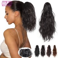 WTB Water Wave Curly Synthetic Ponytail Wig Small Clip Style Loose Curly Hair Short Ponytail Suitable for Women's Daily Wear