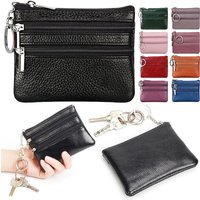 Portable PU Leather Money Coin Purse Waterproof with Key Ring Wallet Money Bag Wear-resistant Zipper Pocket Purse Women