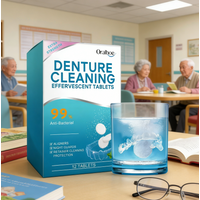 Denture Cleaning Tablets Whitening Removing Stains Plaque Fresh Breath Antibacterial Portable False Teeth Effervescent Pills