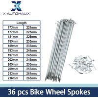 X autohaux Bicycle Spokes Bike Wheel Spokes Silver Tone Nipple 1 Set 13G 173mm-265mm Length Galvanized Bike Spokes Nipple