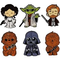 6pcs Star Wars Enamel Pin Set - Cute Monster Brooches including Darth Vader the Mandalorian Leia Organa Solo Metal Badges