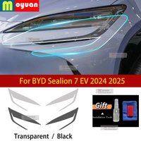 For BYD Sealion 7 EV 2024 2025 2 Pcs Pre Cutting Car Headlight Protective Car Repair Film Transparent Smoked Black TPU Sticker