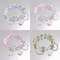 Silver Color Star Moon Tassel Pendant 8mm Burst Flower Crystal Cracked Crystal Beaded Bracelets For Women Girls