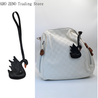 Handmade PU Leather Black And White Swan Couple Keychain Gift Cute Decoration Suitable For Bag Charm Accessories