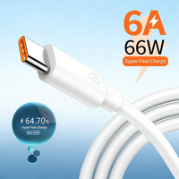 66W USB Type C Cable 6A Super Fast Charging Phone Charger Data Cord For Huawei Mate 40 50 Xiaomi 14 Samsung PD Quick Charge Wire