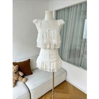 Summer Korean Elegant Sexy Kawaii White Lace Ruffle Tiered Daily Party Seaside Beach Outfit Himekaji 2 Pieces Set for Woman 2026