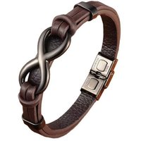 Mens Stainless Steel Bracelet with Leather, Classic Business Jewelry with Chain Design, Gift for Men