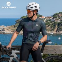 ROCKBROS Men Short Sleeve Cycling Jersey Mesh Breathable Quick Dry Bike Shirt Lightweight Moisture Wicking Summer Bike Top