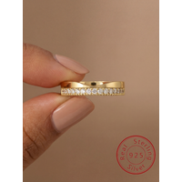 925 Sterling Silver Minimalism Smile Zircon Ring For Women Engagement Anniversary Party Daily Wear Fine Jewelry