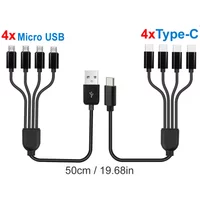 50cm USB C to Type C Multiple Charging Cable 20cm USB to 4 in 1 Micro USB Splitter Adapter Cable 5V 4 Port USB C Splitter Cable
