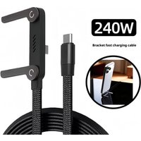 240W 2 in 1 Invisible Stand Folding Phone Holder Fast Charging Data Cable For iphone 15 16 17 pro max Xiaomi Samsung For Videos