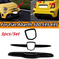 3pcs/Set Boot Tailgate Door Handle And Front / Rear Logo Badge Grill Strip Cover For Fiat Abarth 500 595 695 595C 695C