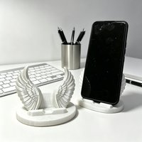 3D Printed Angel Wings Creative Design Phone Stand Ornament, Suitable for Bedroom, Bathroom, Desktop Decoration, Gift, Wing Decoration Phone Stand, Tablet Stand