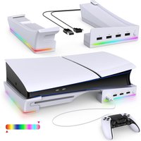 IPEGA Horizontal Stand with RGB LED Light for P5 Slim &P5 Pro,Console Accessories with 14 Light Modes and 4-Port USB Ports