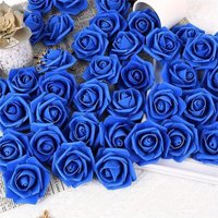60-Piece Elegant Faux Rose Heads Lifelike Artificial Roses In Blue For Wedding Pastoral Arrangements Party DIY Crafts Home Decor
