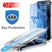 5Pcs For Apple iPhone 17 16 16e 15 Pro Max 14 Plus 13 12 Mini 11 Xr XS Screen Protector Tempered Glass Block Blue Eye Protection