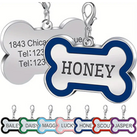 Personalized Pet Engraving ID Name Metal Tag Dog Anti-lost Custom Pet Bone Shape Accessories Phone Tag Pendant Puppy tag