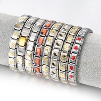 New Fashion Women Man Italian Charm Heart Flower Butterfly Cross Dolphins Stainless Steel Elastic Bracelet Link Bangle