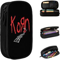 Korn Metal Pencil Case New Rock Music Pen Holder Bags Girls Boys Large Storage Office Zipper Pencil Pouch