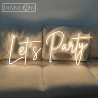 Lets Party Neon Sign LED Lights for Room Wall Wedding Birthday Bachelorette & Engagement Art Decoration New Year Christmas Decor