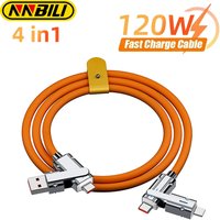 4 In 1 120W USB Type C to Type C IOS Cable 3 IN 1 PD 100W Fast Charging Data Cable for iPhone 11 12 13 14 15 Pro Max Samsung S24
