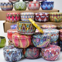 16pcs Bohemian Metal Candle Jars, 2.2oz Metal Candle Jars with Lids for DIY Candle Making, Crafts and Gifts - Color Random