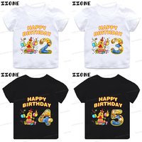 Winnie the Pooh Niedlicher Bärendruck Cartoon Mädchenkleidung 1, 2, 3, 4, 5, 6, 7, 8, 9 Jahre Geburtstag Kinder T-Shirt Baby Jungen Kinder T-Shirt