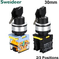 30mm Key Selector Knob Switch Push Button Power Switch 2 3 Way Momentary Reset Self Locking on Off START STOP SWITCH 12V24V220V