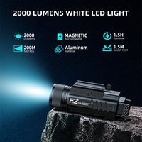 Latarka taktyczna EZshoot 2000 lumenów do pistoletu Picatinny lub GL Rail LED Light z regulowaną szyną ślizgową i możliwością ładowania