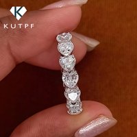 3/4/5mm Heart Cut Moissanite Eternity Band For Women Certified Lab Diamond Stackable Wedding Band 925 Silver Engagement Ring