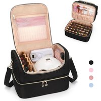Double Layer Nail Polish Organizer Bag Holds 60 Bottles Large Capacity Nail Tech Kit Travel Case Cosmetic Bag